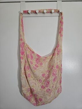 Free People Pink and Yellow Floral Sling Tote